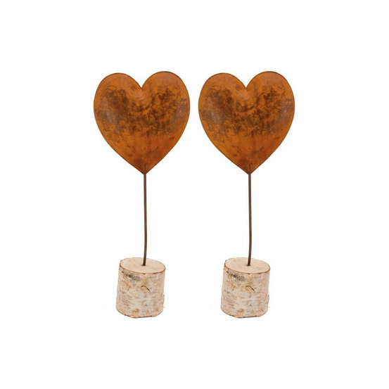 Coeur en métal effet rouillé lot de 2