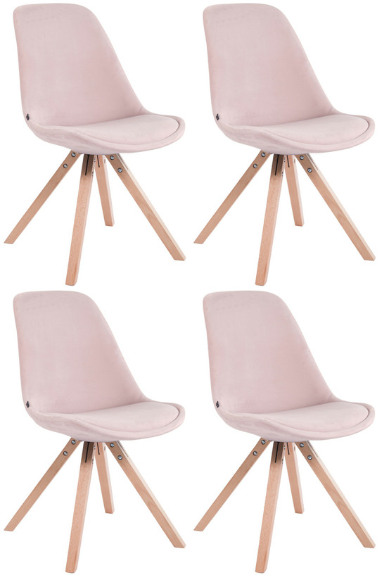 Lot de 4 chaises toulouse velours carré naturel