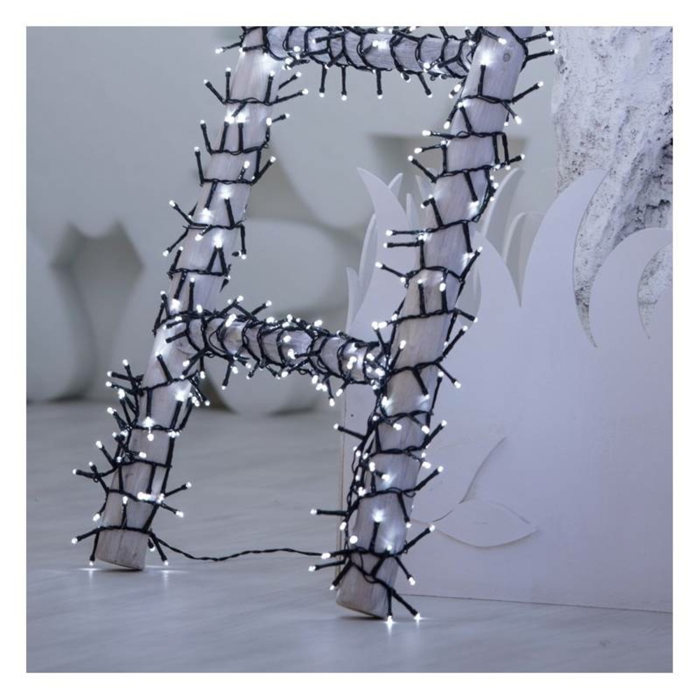 Guirlande lumineuse mini boa 15m 8 jeux 720 led blanc froid câble vert 24v lotti