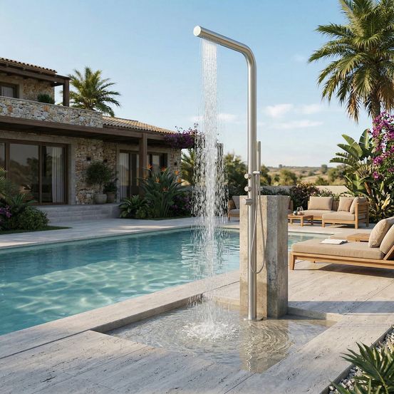 Douche piscine inox acier inox 316l finition inox