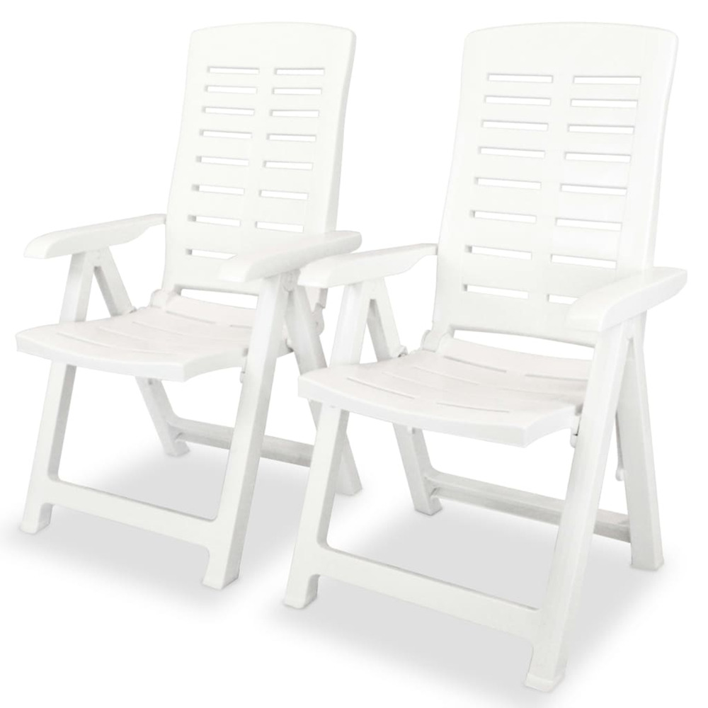 Lot de 2 chaises inclinables de jardin plastique blanc