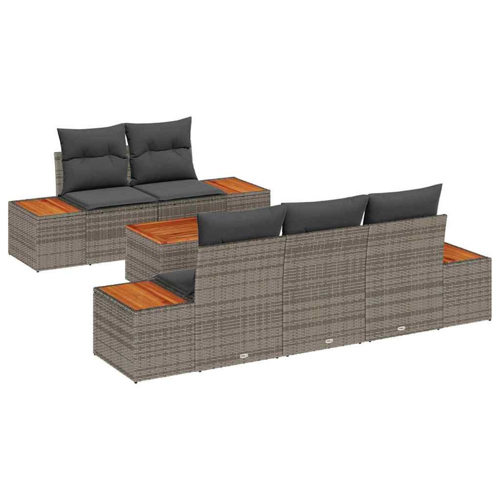 Ensemble de canapé de jardin 6 pc gris poly rotin