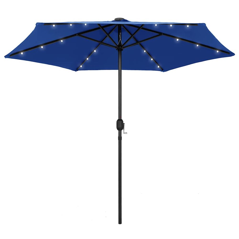 Parasol de jardin et lumières led mât en aluminium bleu azuré