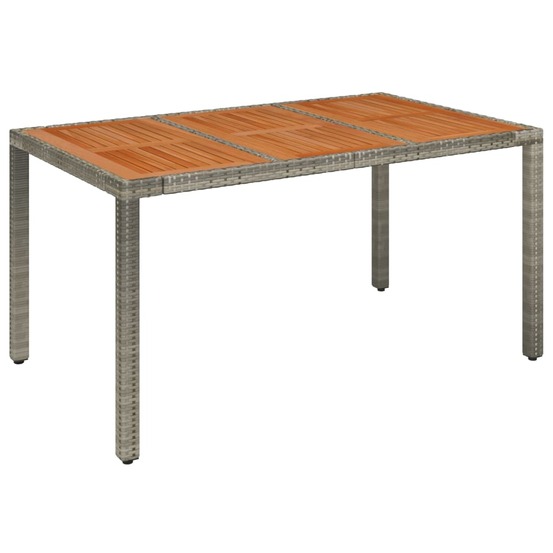 Table de jardin dessus en bois gris 150x90x75 cm résine tressée