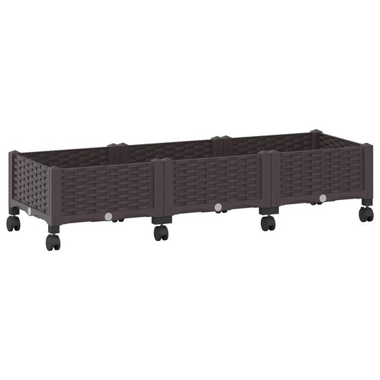 Jardinière d'extérieur avec roues marron 120 x 40 x 29 cm pp