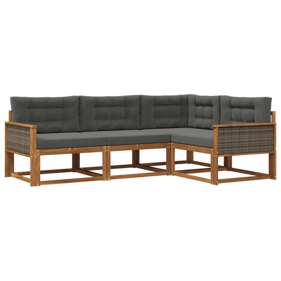 Ensemble de canapés d'extérieur 4 pc naturel et anthracite