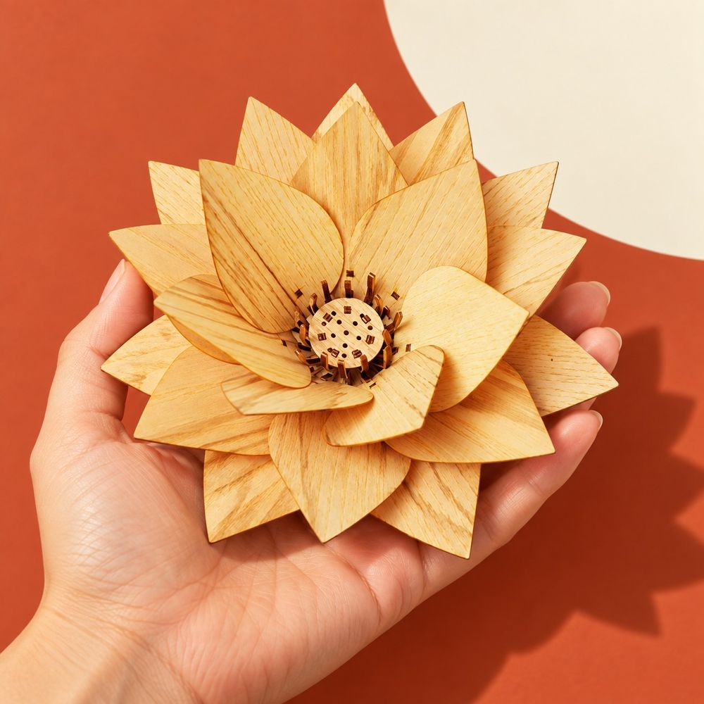 Maquette de fleur en bois à assembler – lotus | luma