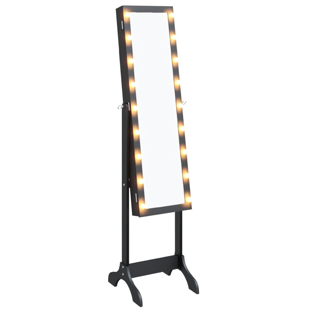 Miroir sur pied blanc avec led noir 34x37x146 cm