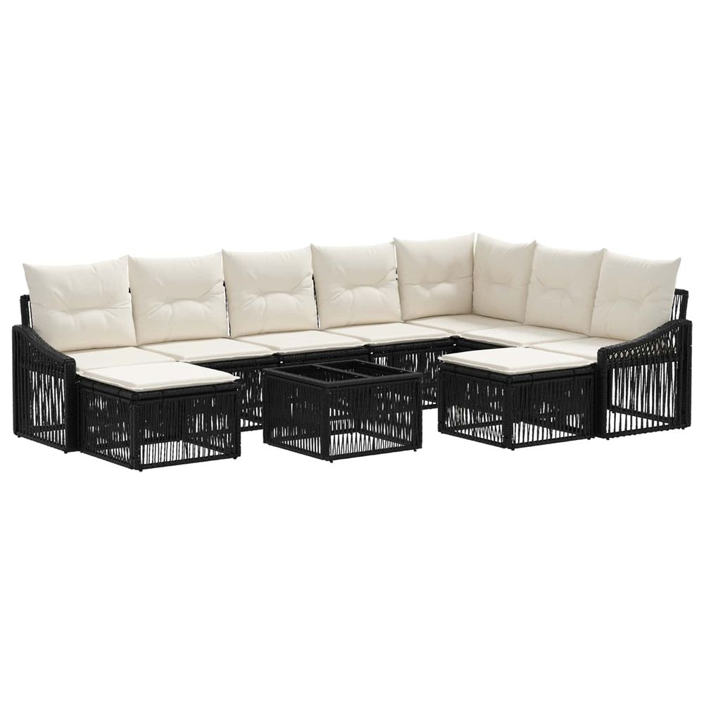 Ensemble de canapé de jardin 10 pc noir polyrotin