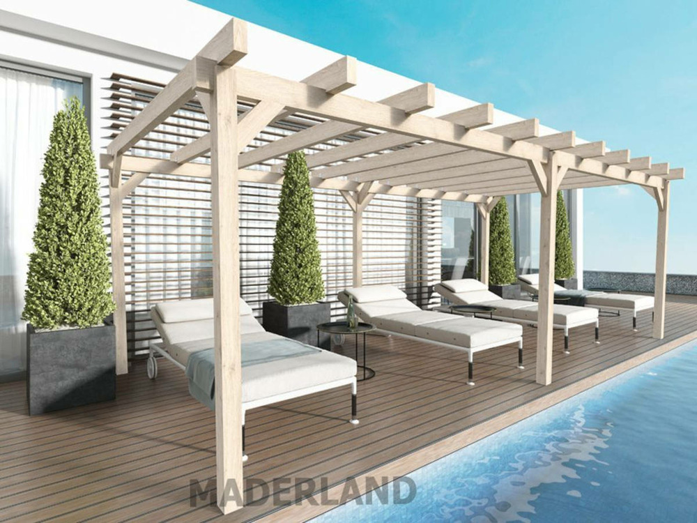 Pergola en bois lamellé-collé marseille 600 x 500 cm