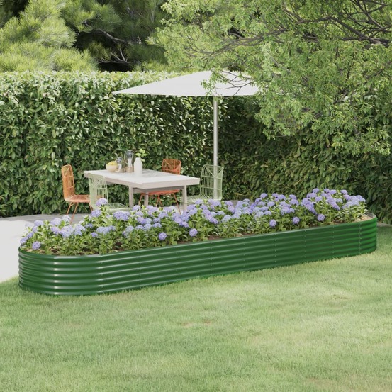 Lit surélevé de jardin acier galvanisé 396x100x36cm vert
