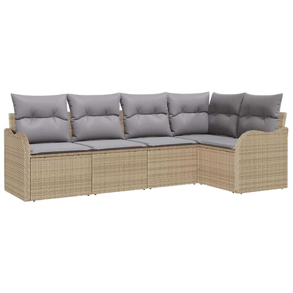 Ensemble de canapé de jardin 5 pc beige polyrotin