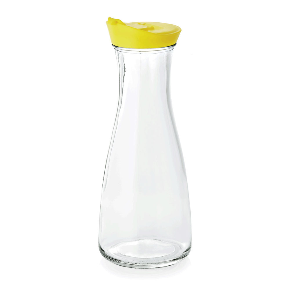 Carafe en verre trempé 1litre jaune h 260 mm ø 100 mm - was germany