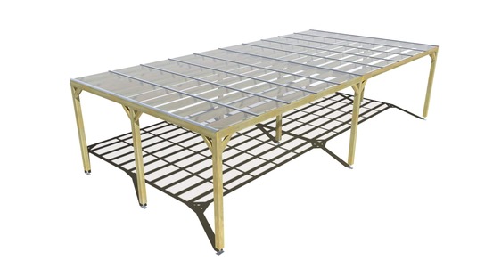 Pergola bois • 10m x 5m • indépendante • sens largeur • couverture étanche transparente incluse • livraison comprise