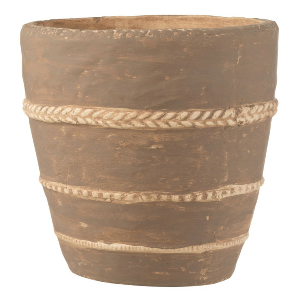 Cache-pot en terre cuite tressé 24cm marron