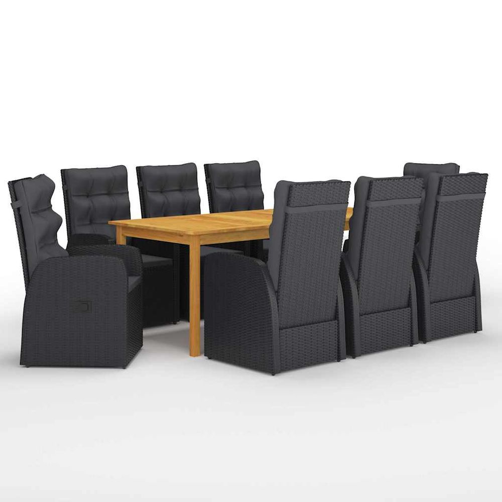 Ensemble à manger de jardin 9 pcs noir