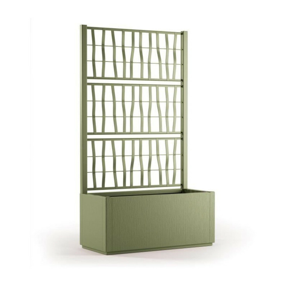 Bac a fleur ethica rectangulaire 80 cm avec treillis vert
