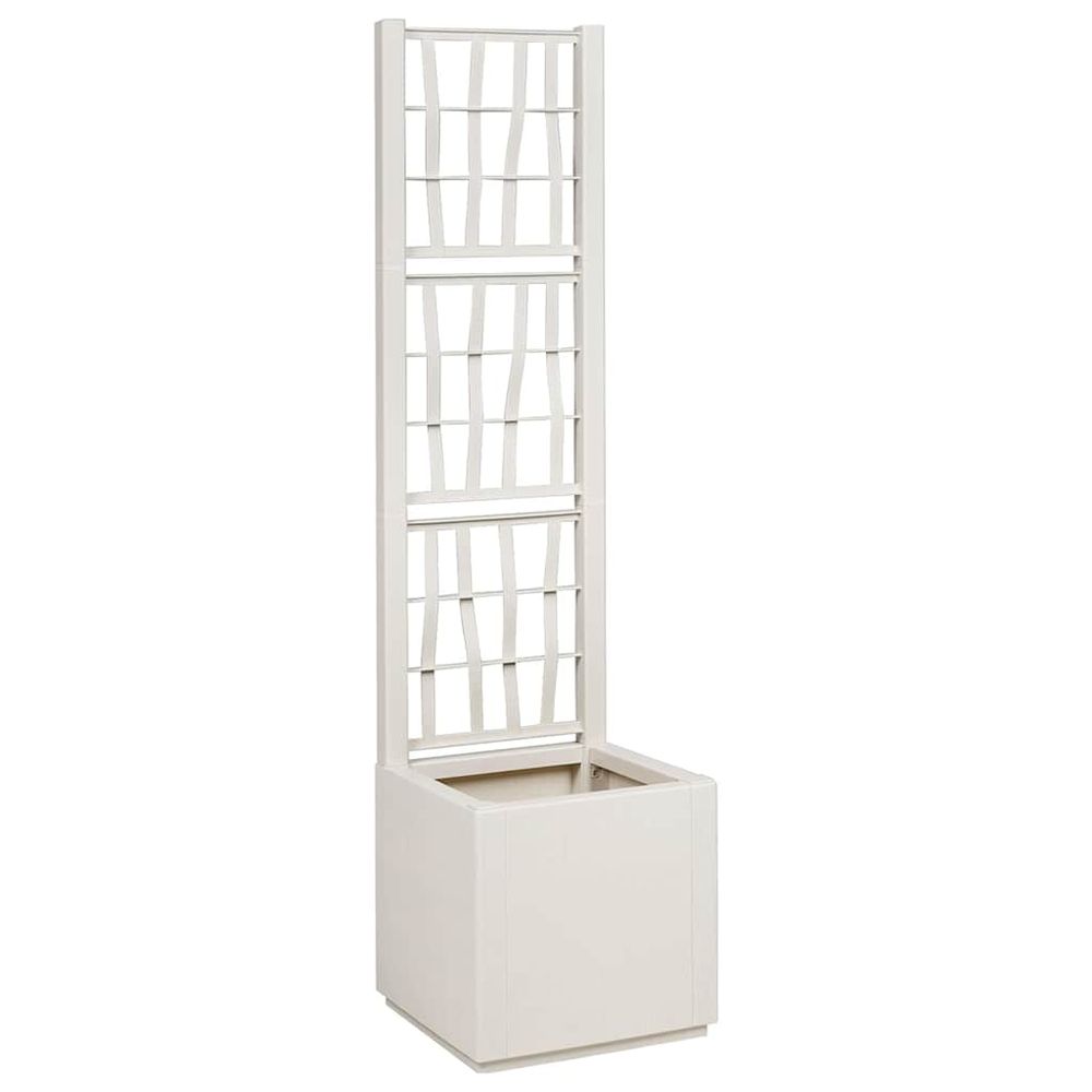 Jardinière haute avec treillis polypropylène pour plantes grimpantes blanc