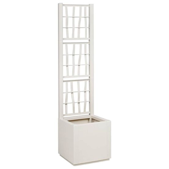 Jardinière haute avec treillis polypropylène pour plantes grimpantes blanc