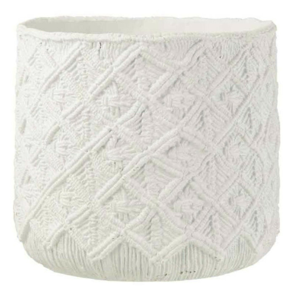 Cache-pot déco en ciment damier 33cm blanc