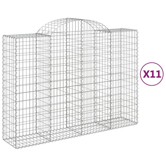 Paniers à gabions arqués 11 pcs 200x50x140/160 cm fer galvanisé