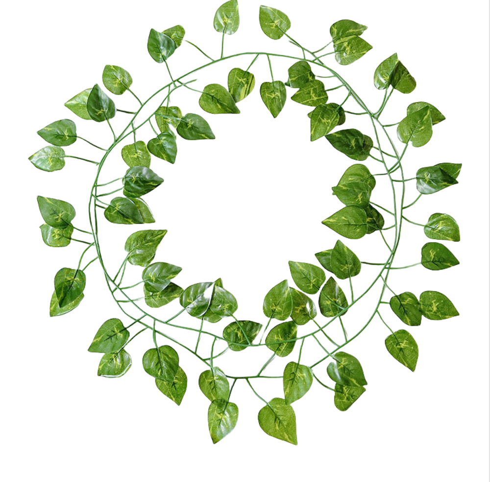 Branches de plantes artificielles, fleurs artificielles, vignes en ficelle, 12 feuilles de radis vert