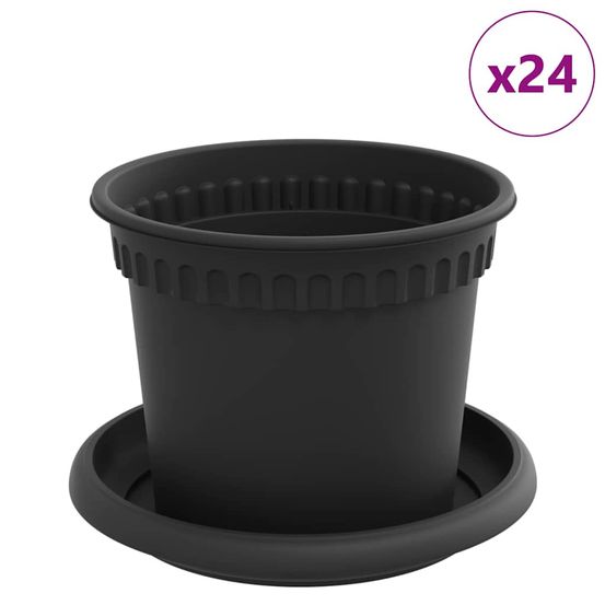 Pots de plantes 24 pc noir plastique