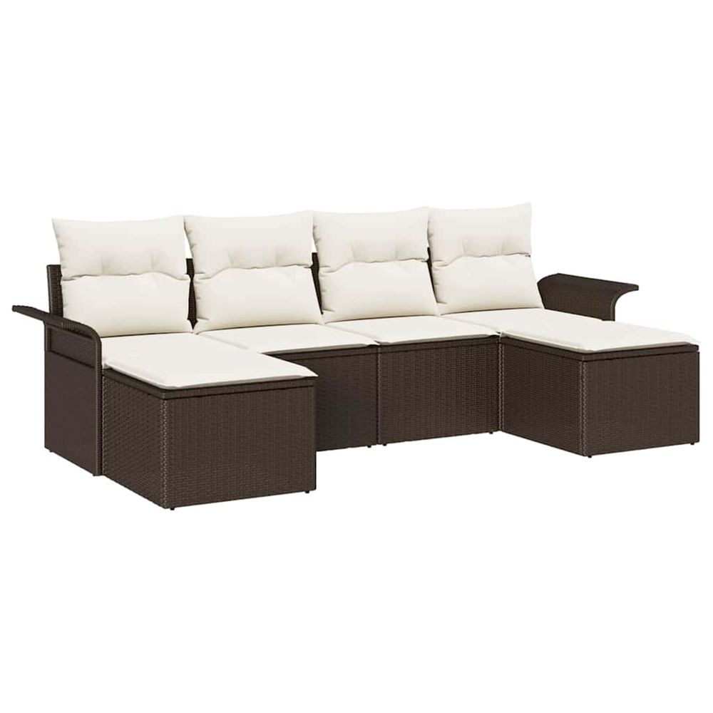 Ensemble de canapé de jardin 6 pc marron polyrotin