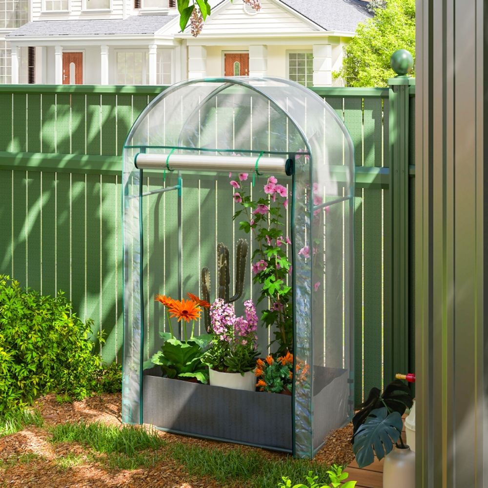 Mini serre de balcon acier plastique transparent 89 x 50 x 152 cm avec sac de plantation - comfortxl outdoor living