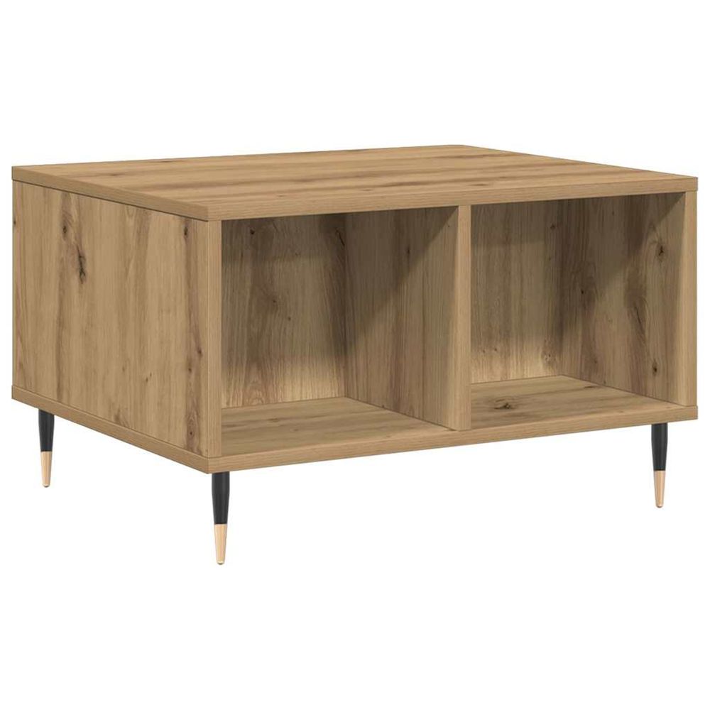 Table basse chêne artisanal 60x50x36,5 cm bois d'ingénierie
