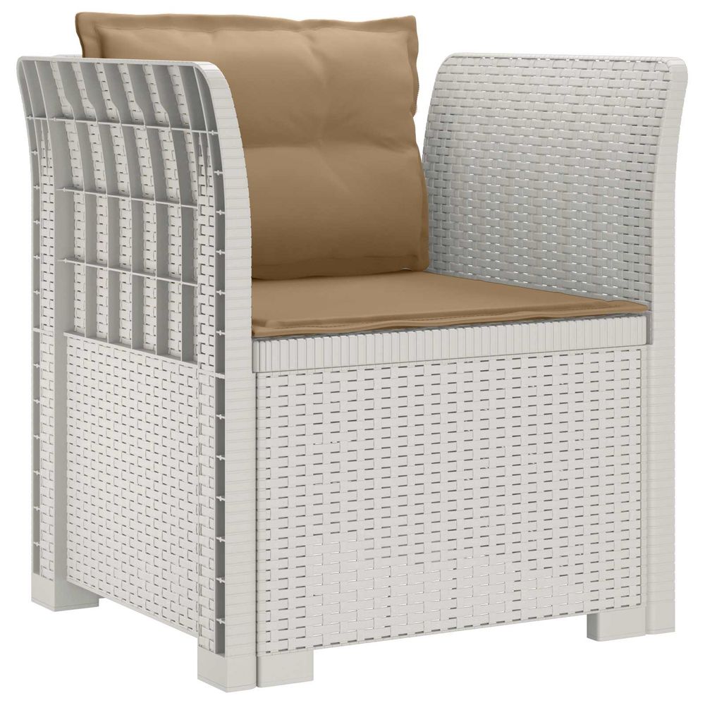 Fauteuil 1 place avec coussins look rotin pp blanc