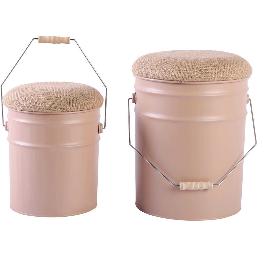 Ensemble de 2 tabourets buckets marron