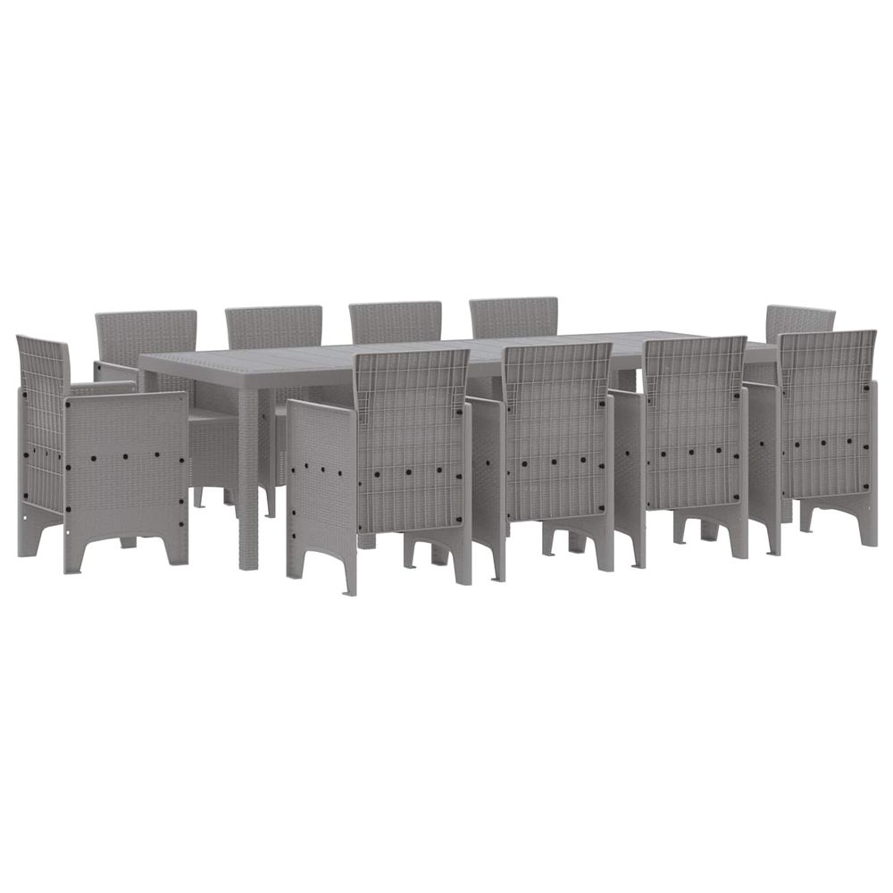 Ensemble de salle à manger pour jardin 11 pc gris clair