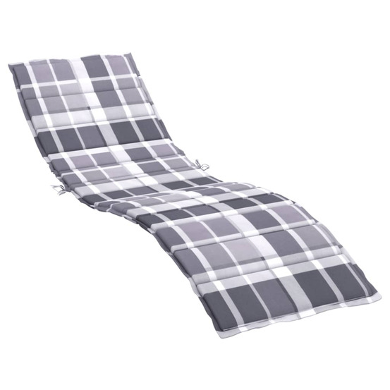 Coussin de chaise longue motif à carreaux gris 200x70x3 cm bain de soleil