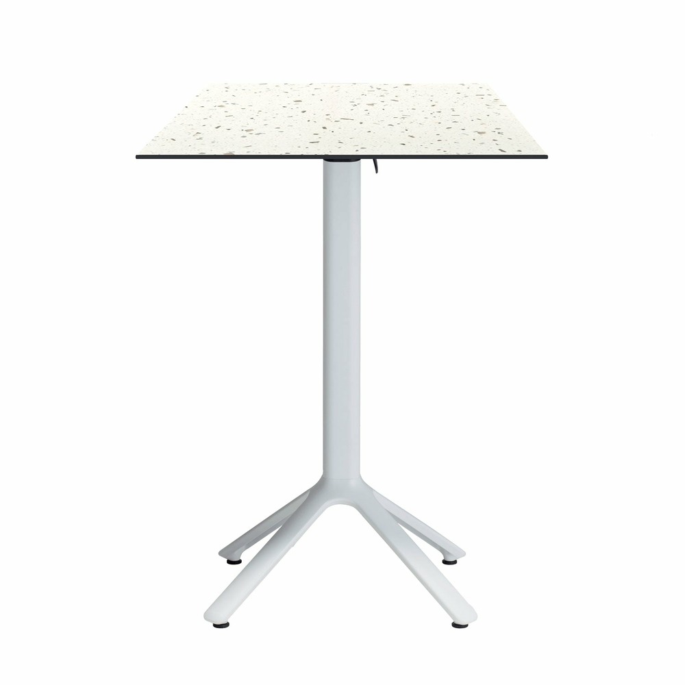 Restootab - table haute pliable nemo blanche pour extérieur terrazzo 60x60