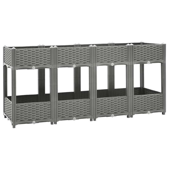 Grand potager sur pieds 160cm en polypropylène aspect rotin pour jardin gris