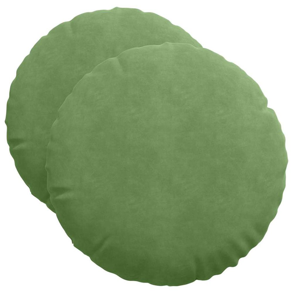 Coussins de siège 2 pc velours vert clair ø50 x 19 cm
