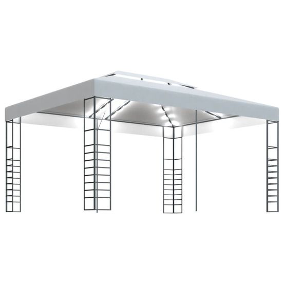 Tonnelle avec guirlande lumineuse à led 4x3x2,7 m blanc