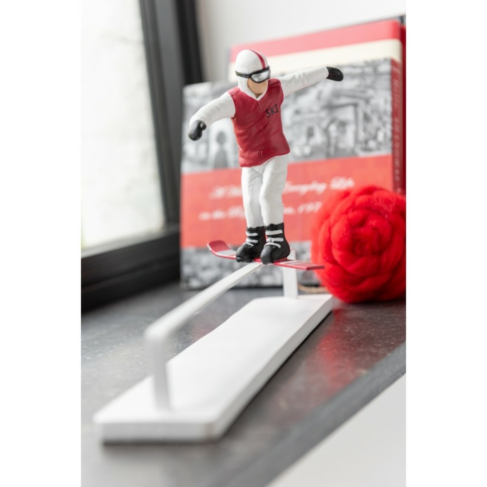 Snowboarder sur obstacle en polyrésine multicouleur 31.5x10x20.5 cm