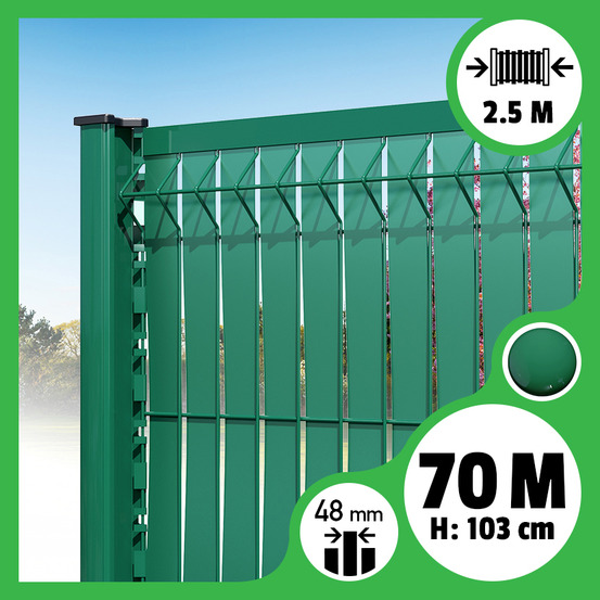 Kit 70m occultation lattes aluminium pour panneau rigide maille 55 - h 1m03 x 2m50 vert