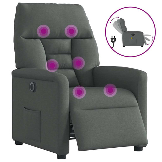 Fauteuil inclinable de massage électrique gris foncé tissu