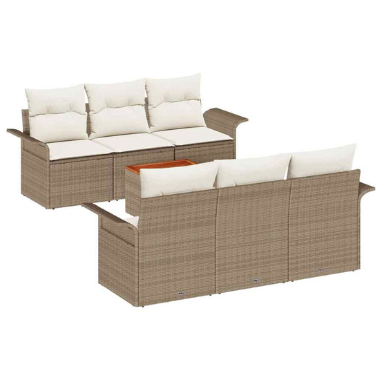 Ensemble de canapé de jardin avec coussin 7 pcs beige et crème