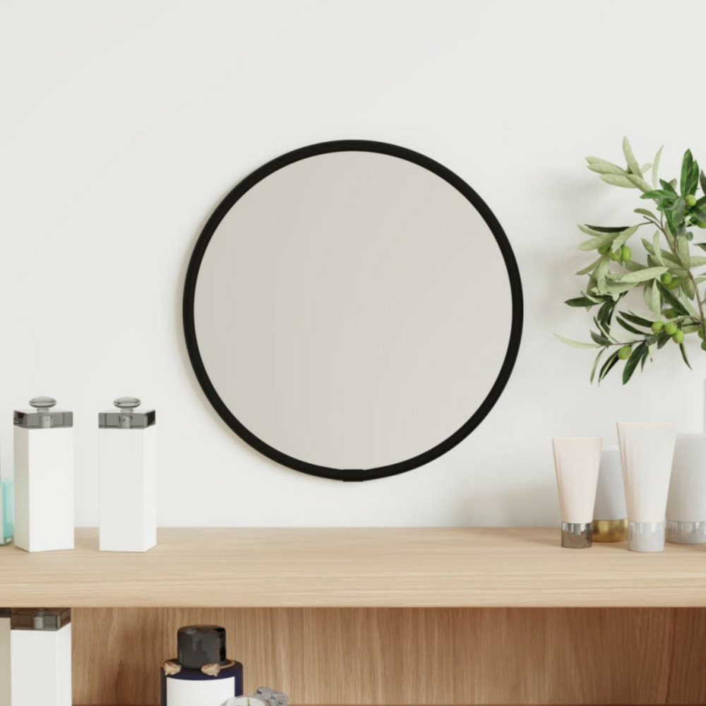Miroir mural noir ø 20 cm rond