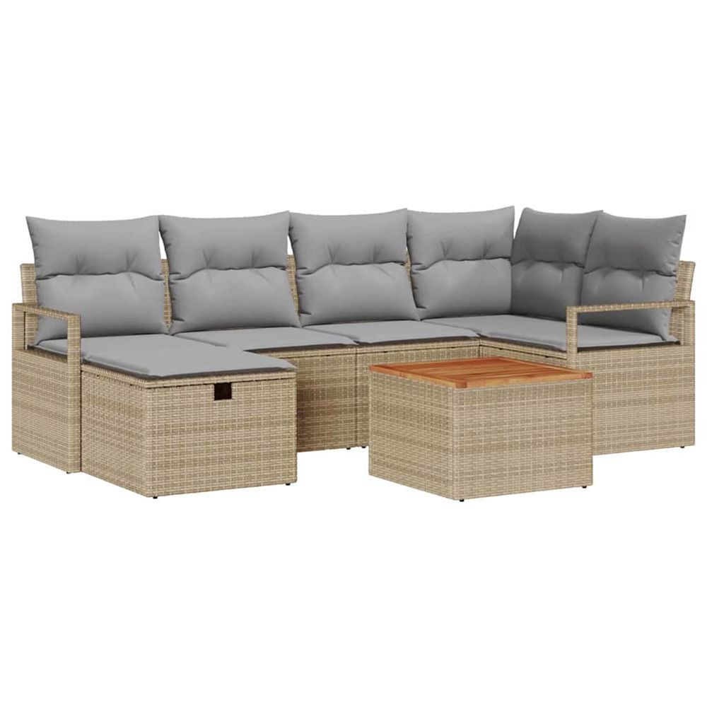 Ensemble de canapé de jardin 7 pc beige polyrotin