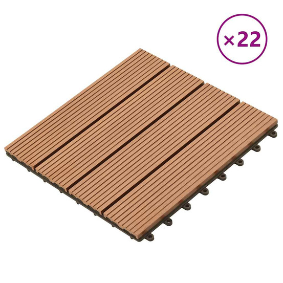 Carreau de terrasse 22 pcs 30 x 30 cm 2 m² wpc marron