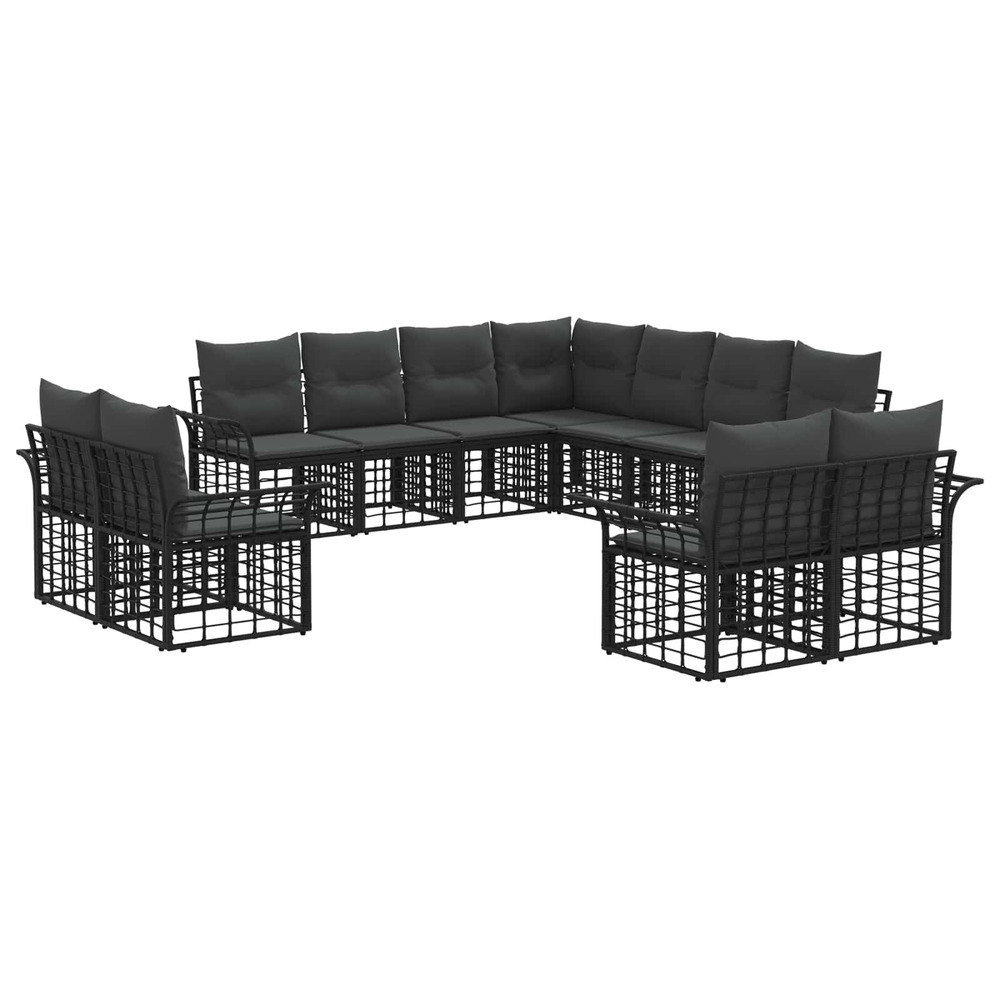 Ensemble de canapés d'extérieur 11 pcs noir et gris foncé