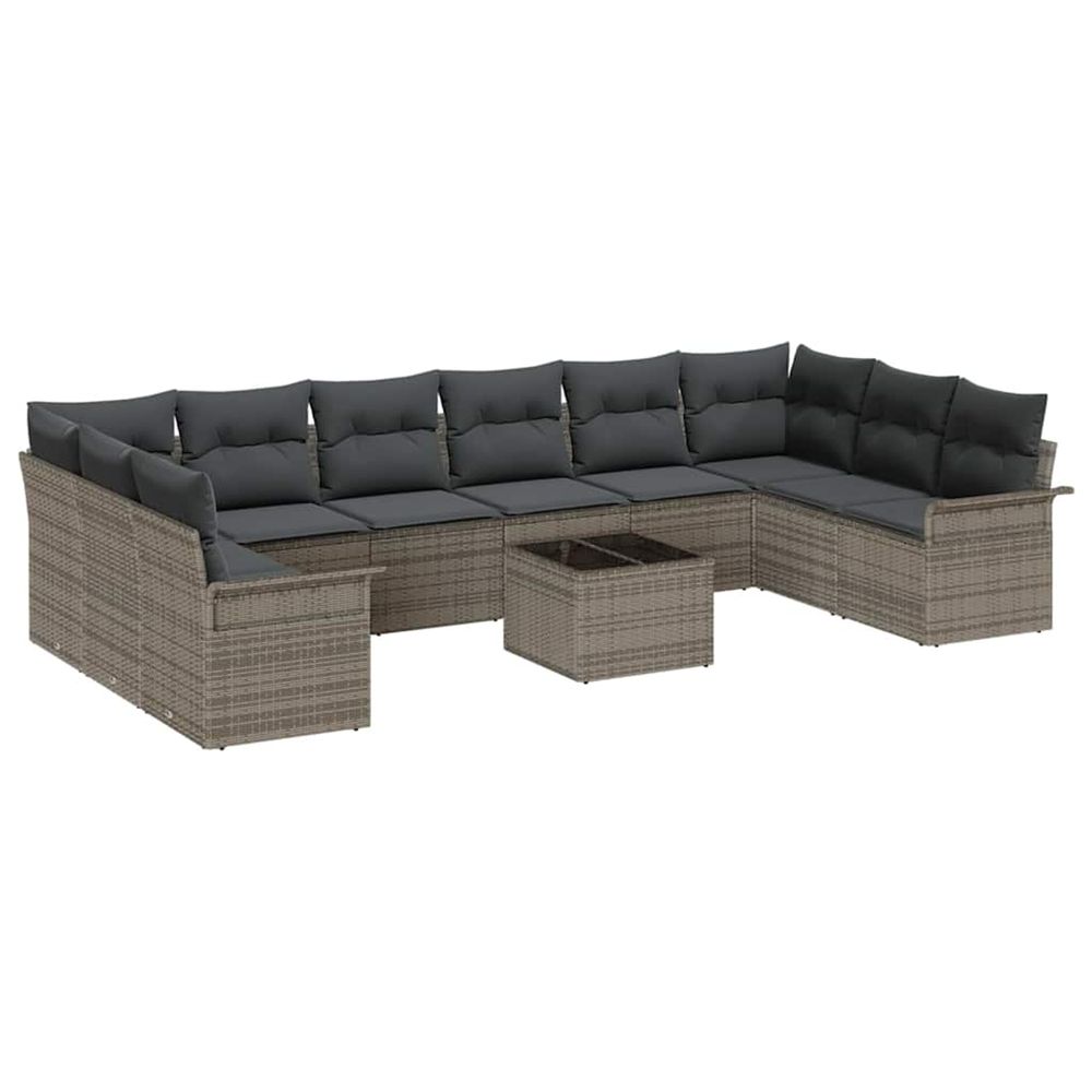 Ensemble de canapé de jardin 11 pc gris polyrotin