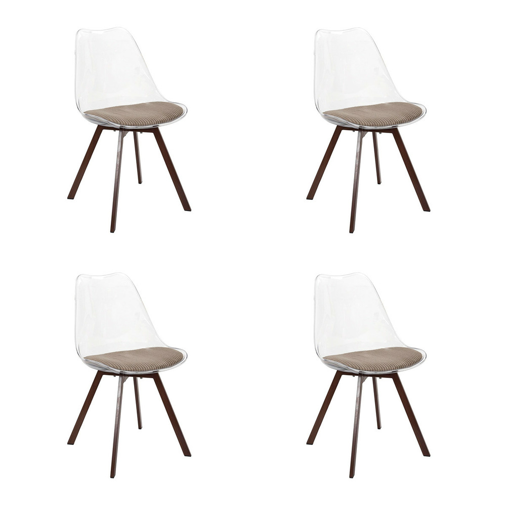 Lot de 4 chaises coussin côtelé 