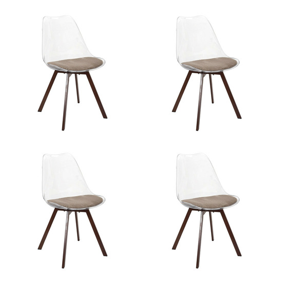 Lot de 4 chaises coussin côtelé