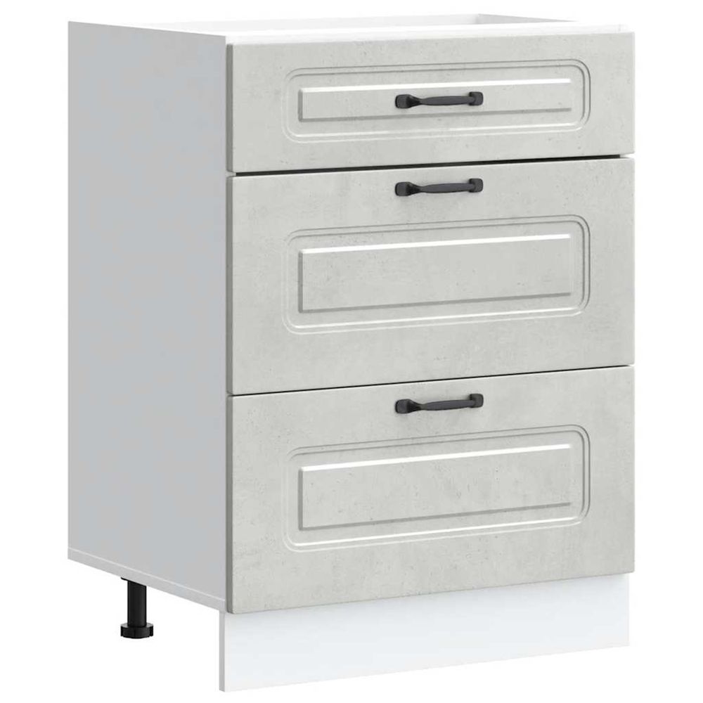 Armoire de cuisine kalmar gris béton bois d'ingénierie